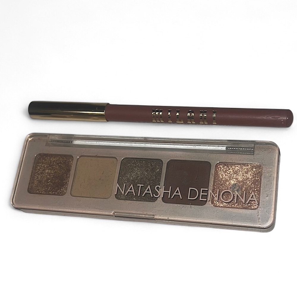 Natasha Denona Mini Glam Eyeshadow Palette with Milani Lip Liner in Natural